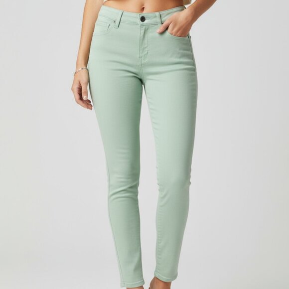 Ana High-Rise Ankle Skinny Jeans Size 6 Mint Green Stretch - Picture 1 of 7